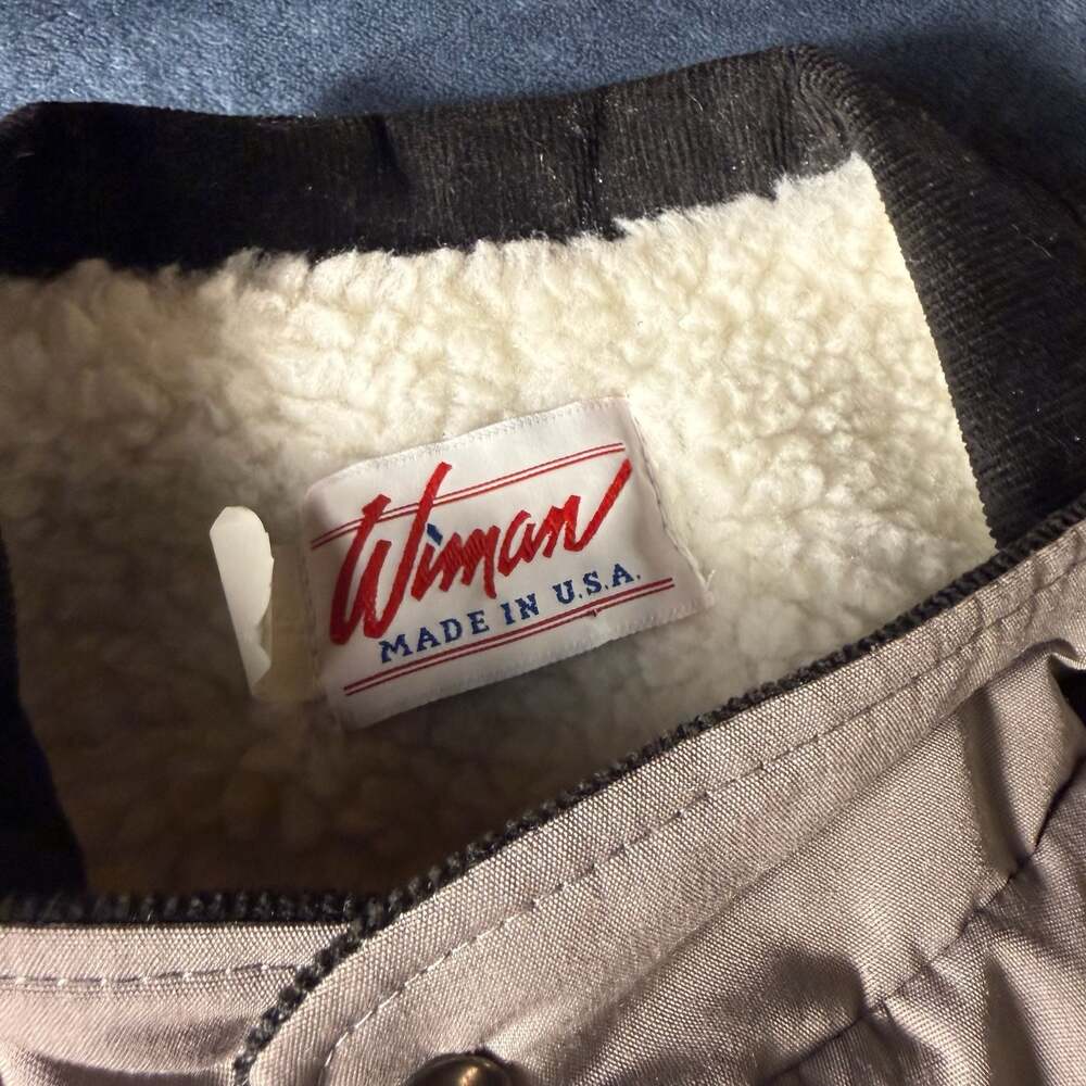 Vintage Wiman Sigco Research Sherpa Lined Tan Bomber Jacket Made in USA Size XL